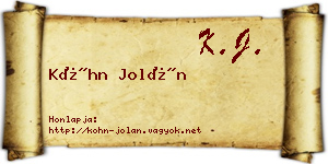 Kóhn Jolán névjegykártya