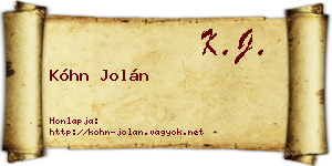 Kóhn Jolán névjegykártya