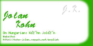 jolan kohn business card